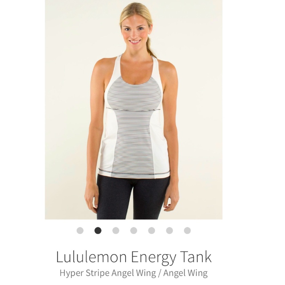 Lululemon Energy Tank sz 10 Angel wing stripe (cream /grey)